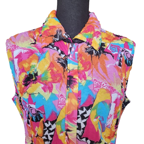 UbU Rainbow Colorful / Black Stretchy Puff Reversible Vest Women's Size L - Picture 8 of 11